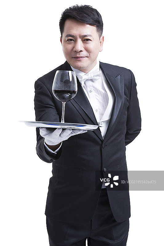 侍者端酒图片素材