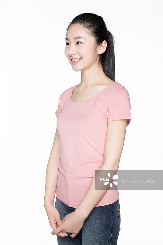 少女侧面站立图片素材