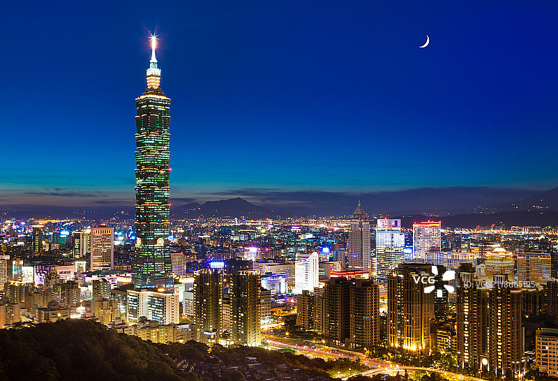 台北象山101夕景图片素材