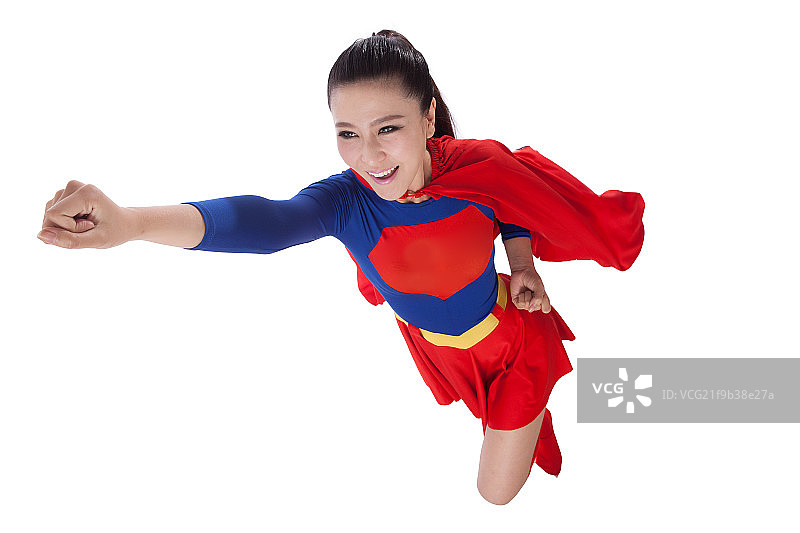 青年女人扮超人图片素材