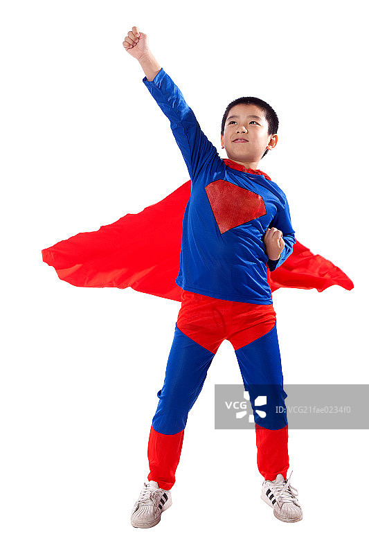小男孩扮超人图片素材