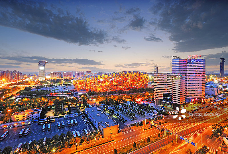 北京鸟巢夜景图片素材