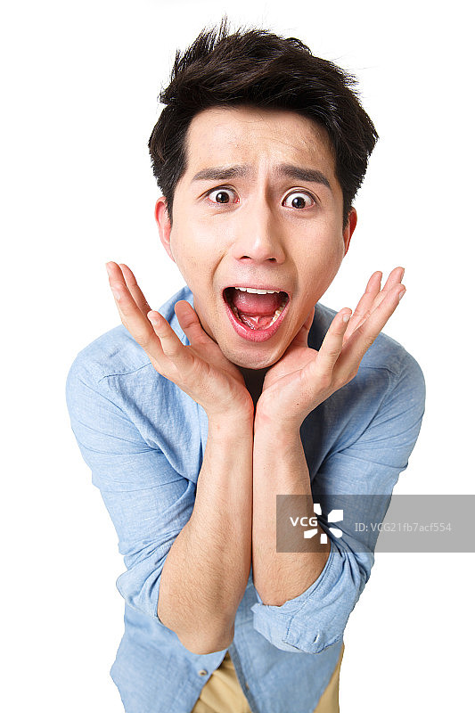 惊恐的青年男人图片素材