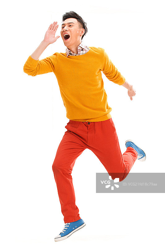 青年男人大喊图片素材