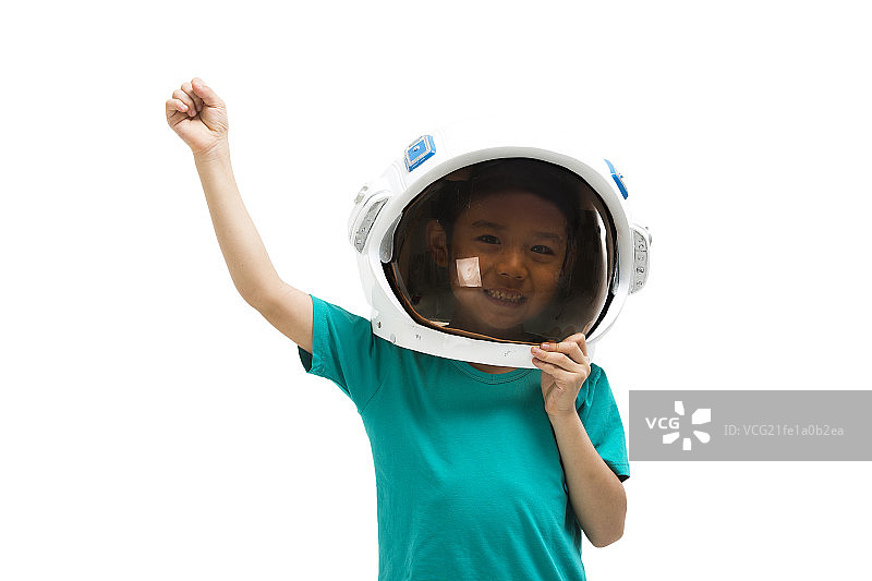 棚拍小男孩戴航天帽图片素材