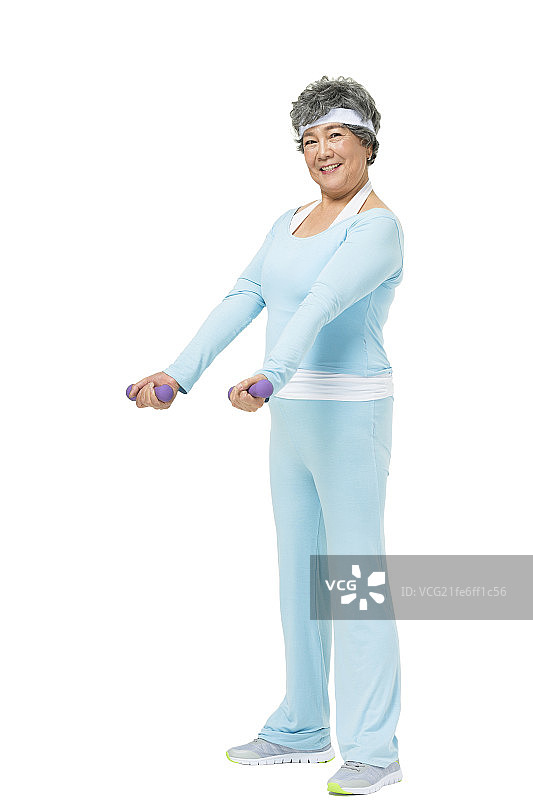 举哑铃的老年人图片素材