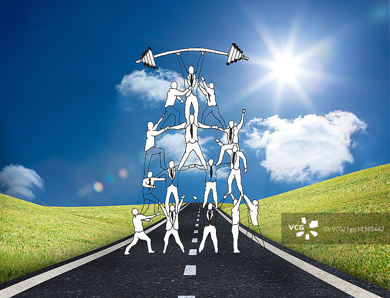 明亮风景上的商业图表图片素材