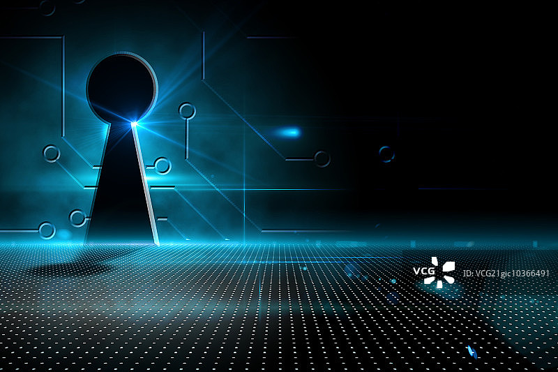 科技背景上的钥匙孔图片素材