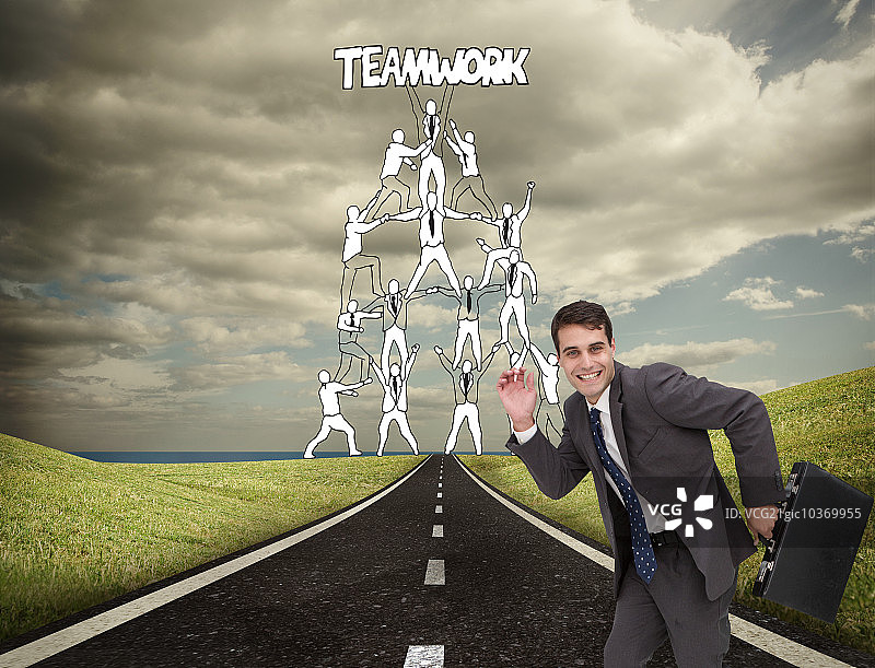 快乐迷人的商人匆忙合成图像图片素材