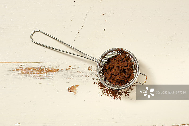 筛子里的可可粉图片素材
