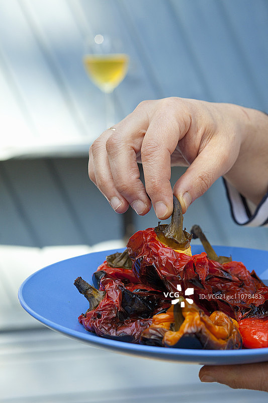 一盘烤辣椒图片素材