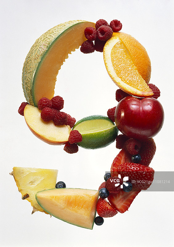 水果拼成的数字9图片素材