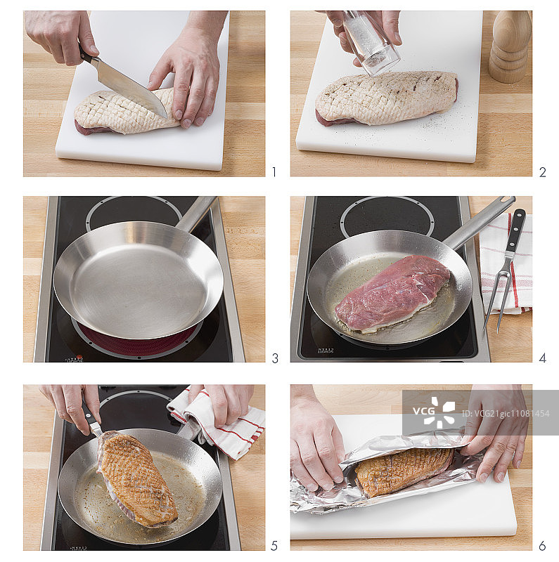 煎鸭胸图片素材