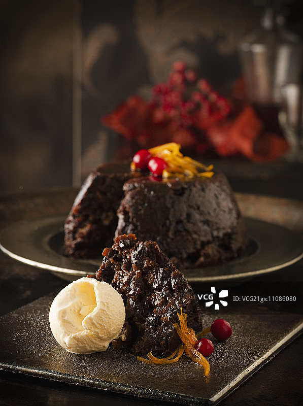 香草冰淇淋圣诞布丁图片素材