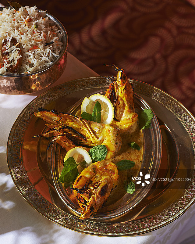 薄荷印度香米虾仁咖喱图片素材