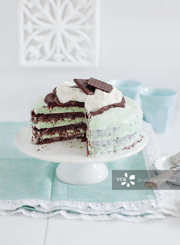 巧克力薄荷冰淇淋蛋糕图片素材