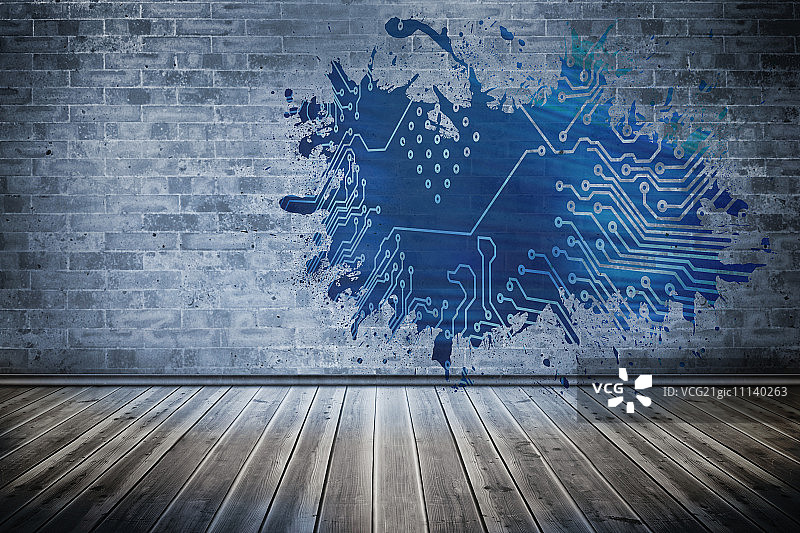 暗室中水花展示电路板图片素材