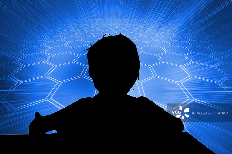 蓝色六边形背景合成图像图片素材