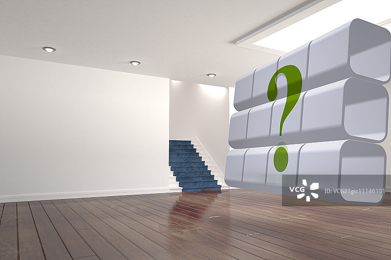 抽象屏幕上数字房间楼梯旁的问号图片素材