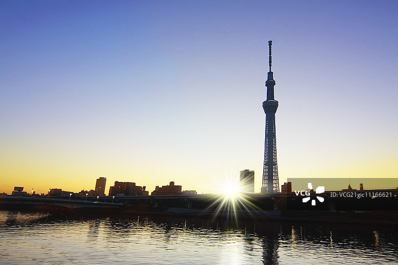 东京晴空塔日出图片素材