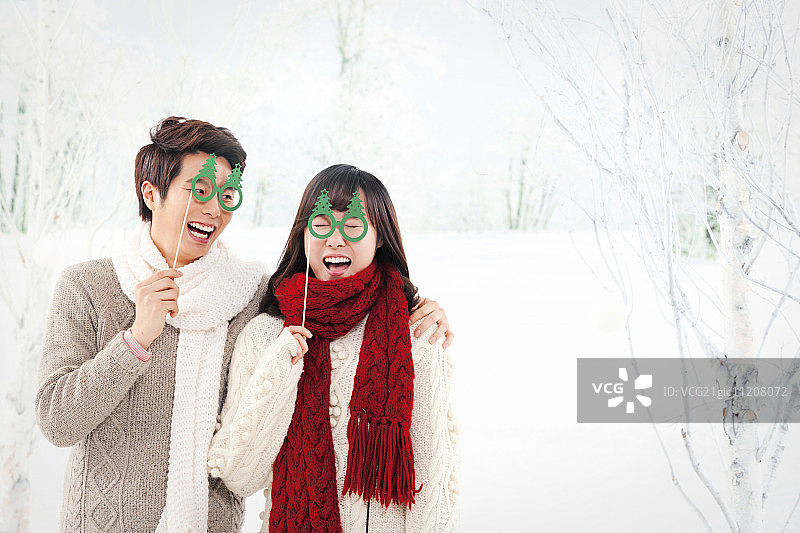 圣诞节装饰品和冬季恋人图片素材