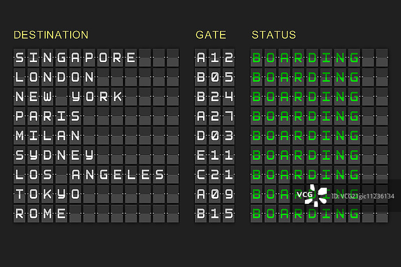 数字生成的黑色机械板上的出发列表图片素材