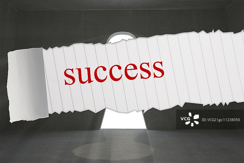 通往成功的灰色房间，钥匙孔门图片素材