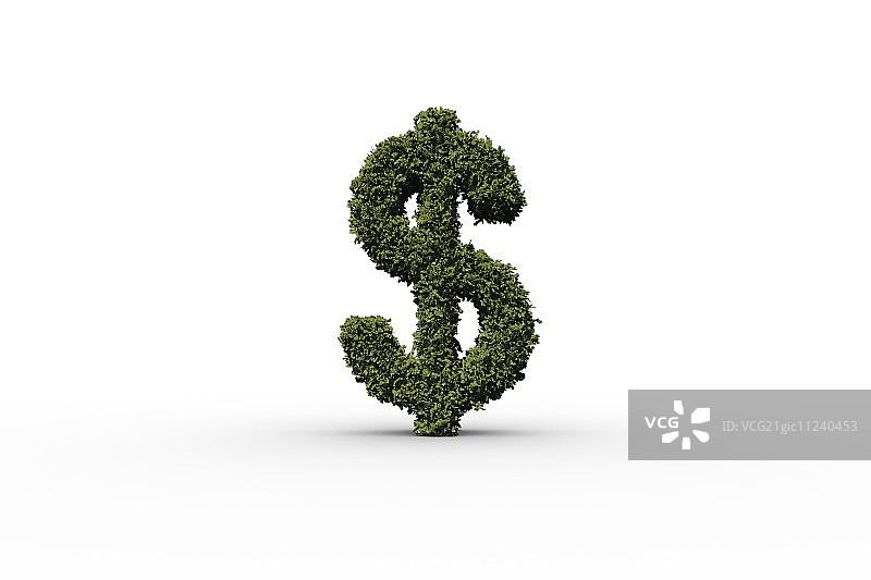 白色背景上的树叶美元符号图片素材