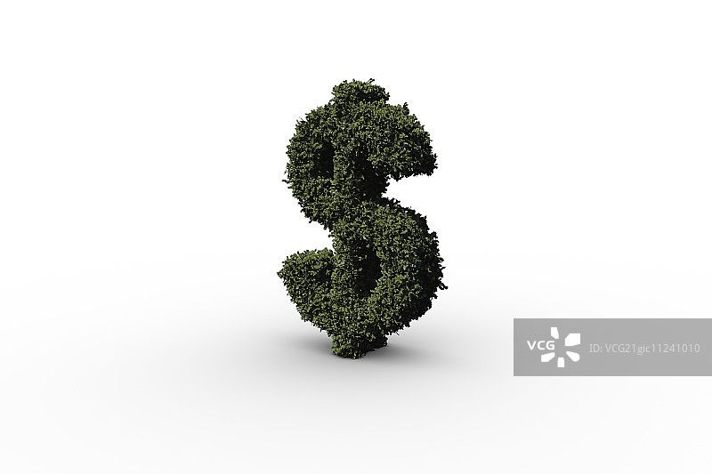白色背景上的树叶美元符号图片素材