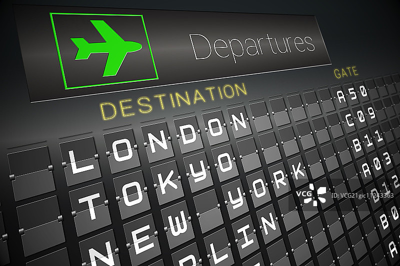 主要城市的黑色离港信息显示屏数字生成图片素材