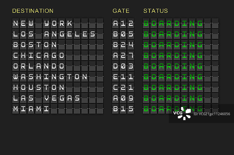 数字生成的黑色机械板上的出发列表图片素材