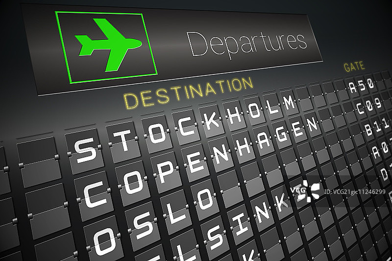 北欧城市黑色出发指示牌数字图像图片素材