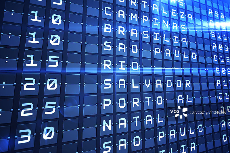 主要南美城市蓝色电子显示屏图片素材