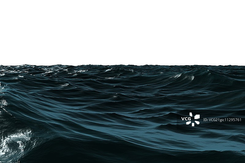 数字生成的白色背景上的粗糙蓝色海洋图片素材