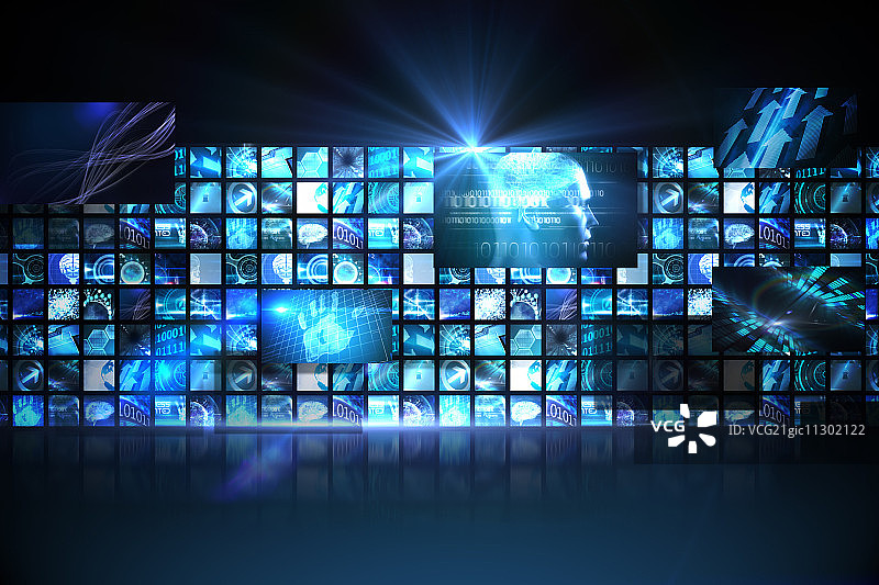 蓝色数字屏幕墙数字图像图片素材
