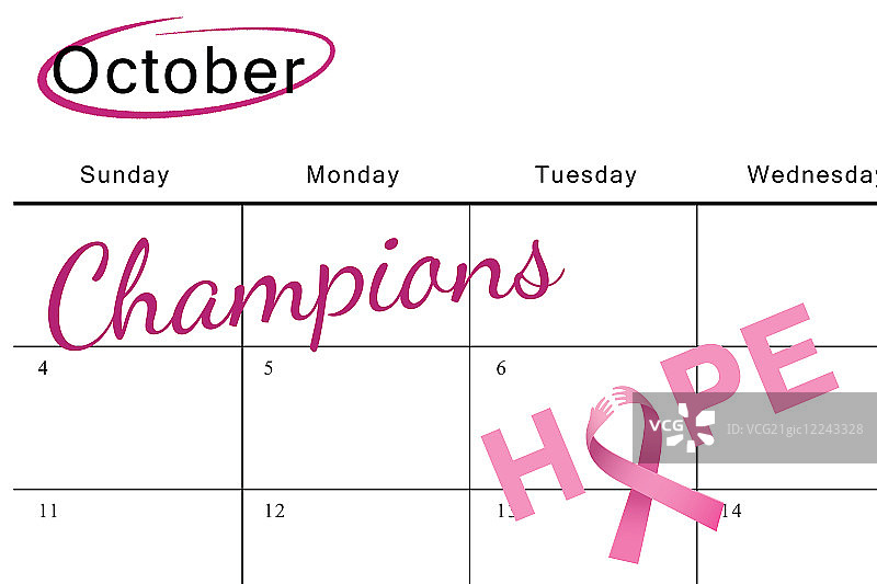 日历上十月的乳腺癌防治宣传希望信息图片素材