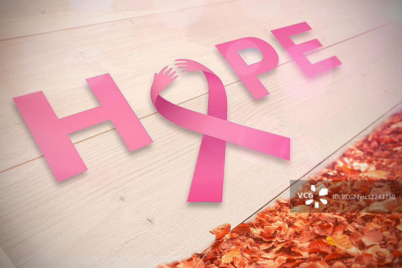 乳腺癌防治宣传：秋叶背景下的希望寄语图片素材