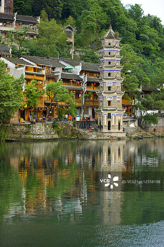 凤凰古镇,凤凰县,湖南省,中国,亚洲,图片素材