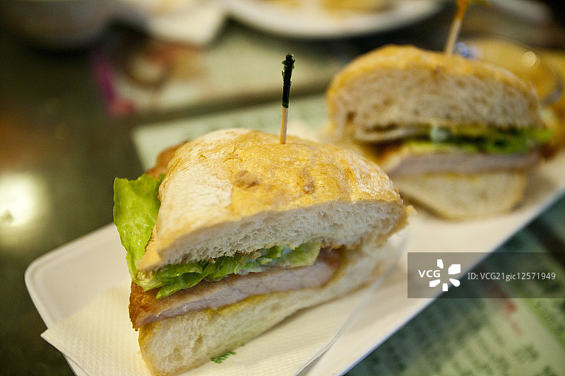 亚洲,香港,茶餐厅,猪扒包,面包,图片素材