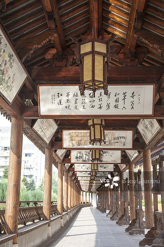 上海,中国,亚洲,真如寺,佛教寺庙,走廊,图片素材