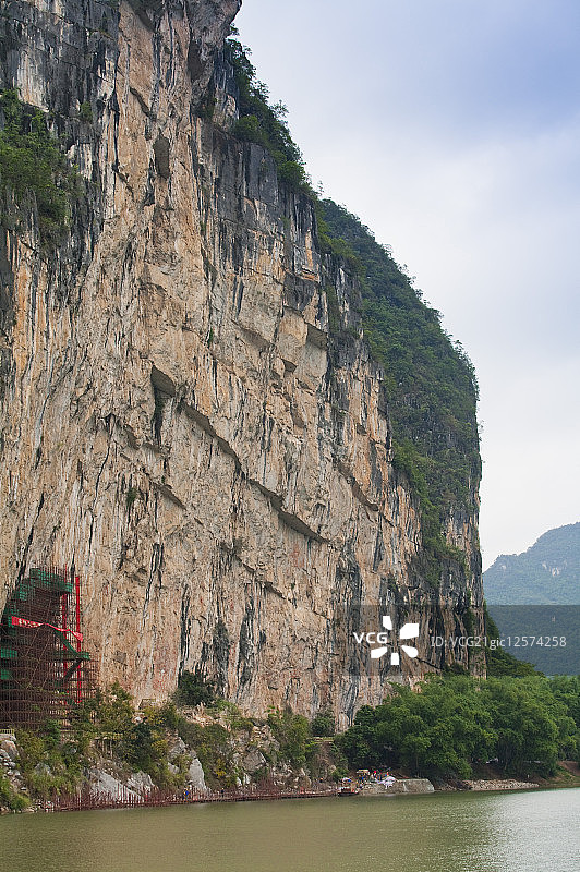 龙州左江,花山崖壁画,广西壮族自治区,中国,图片素材