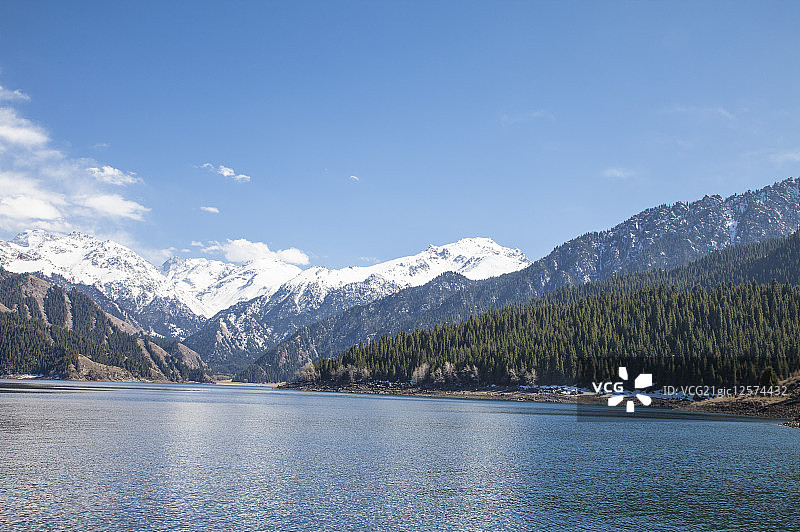 天山,天池,新疆维吾尔自治区,中国,亚洲,湖泊,山脉,图片素材