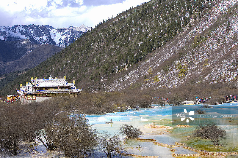 中国,四川省,阿坝藏族羌族自治州,阿坝州,松潘县,黄龙,黄龙寺,五彩池图片素材