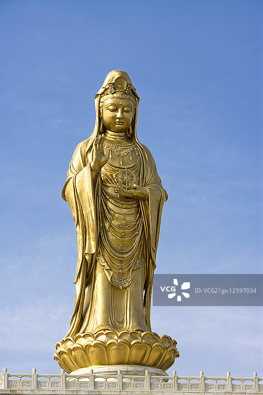 中国,浙江,普陀山,紫竹林景区,南海观音铜像,图片素材