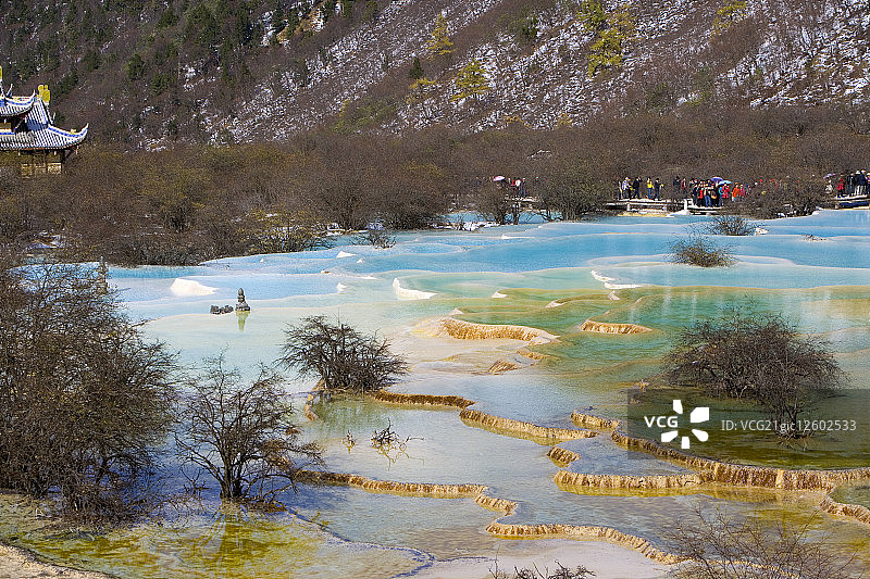 中国,四川省,阿坝藏族羌族自治州,阿坝州,松潘县,黄龙,五彩池图片素材