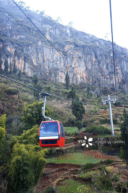 中国,云南省,昆明,电缆车,西山森林公园图片素材