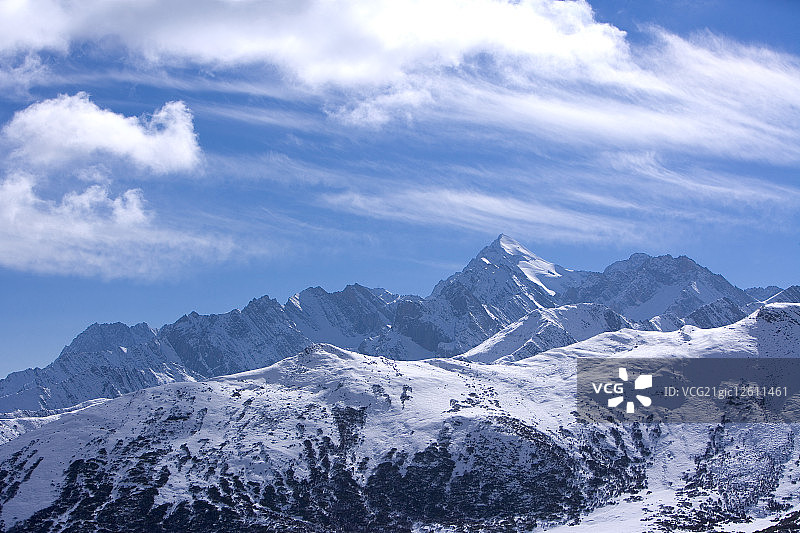 中国,四川省,川主寺镇,雪宝鼎图片素材