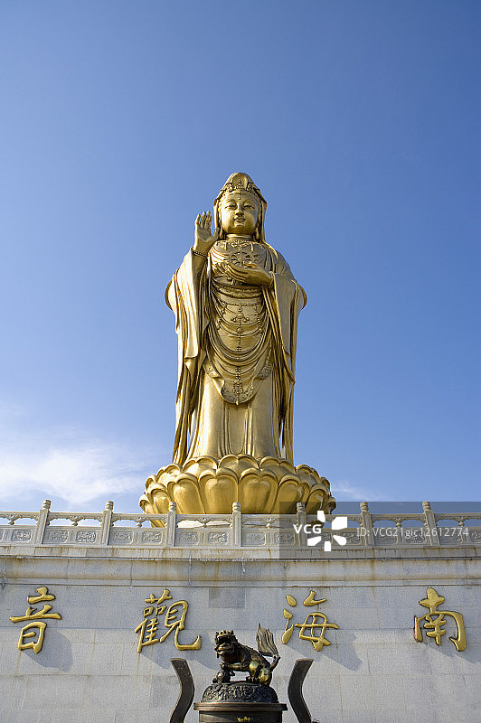 中国,浙江,普陀山,紫竹林景区,南海观音铜像,图片素材