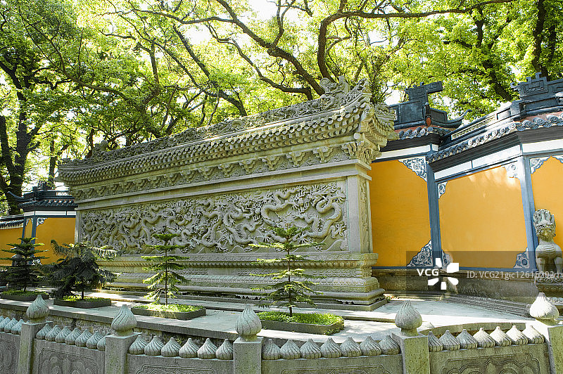 中国,浙江,普陀山,法雨寺景区,法雨禅寺,九龙壁,图片素材