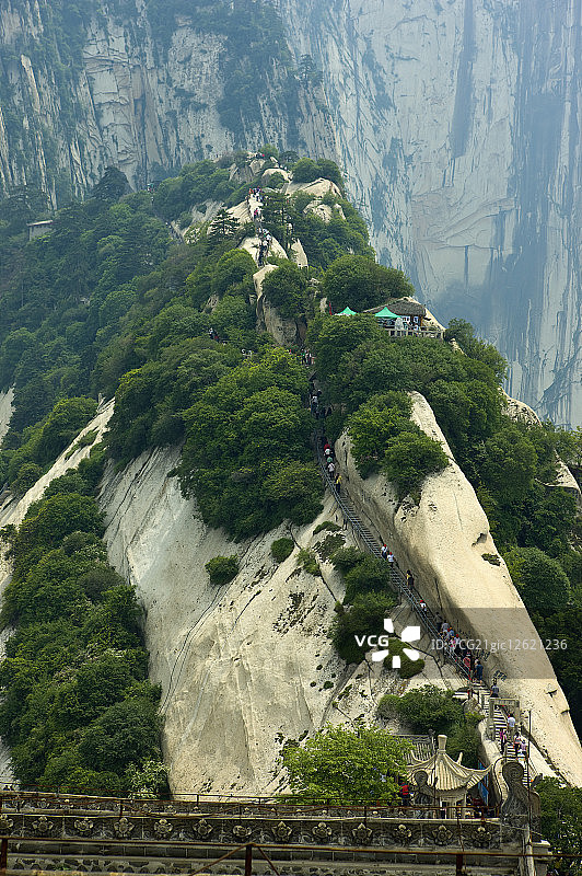 亚洲,中国,陜西,华阴,华山,北峰,擦耳崖图片素材